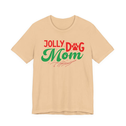 Jolly Dog Mom T-Shirt | Christmas Paw Print Holiday Mom Tee