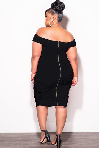 Final Sale Plus Size Sheer Midi Dress with Ruched Sides in Black