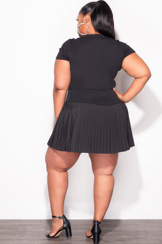Final Sale Plus Size Tennis Skort with Built in Short in Black