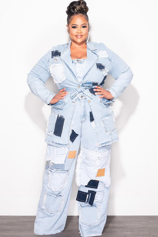 Final Sale Plus Size Patchwork Jacket in Denim