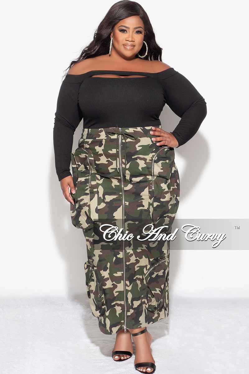 Final Sale Plus Size Cargo Skirt in Camouflage Print