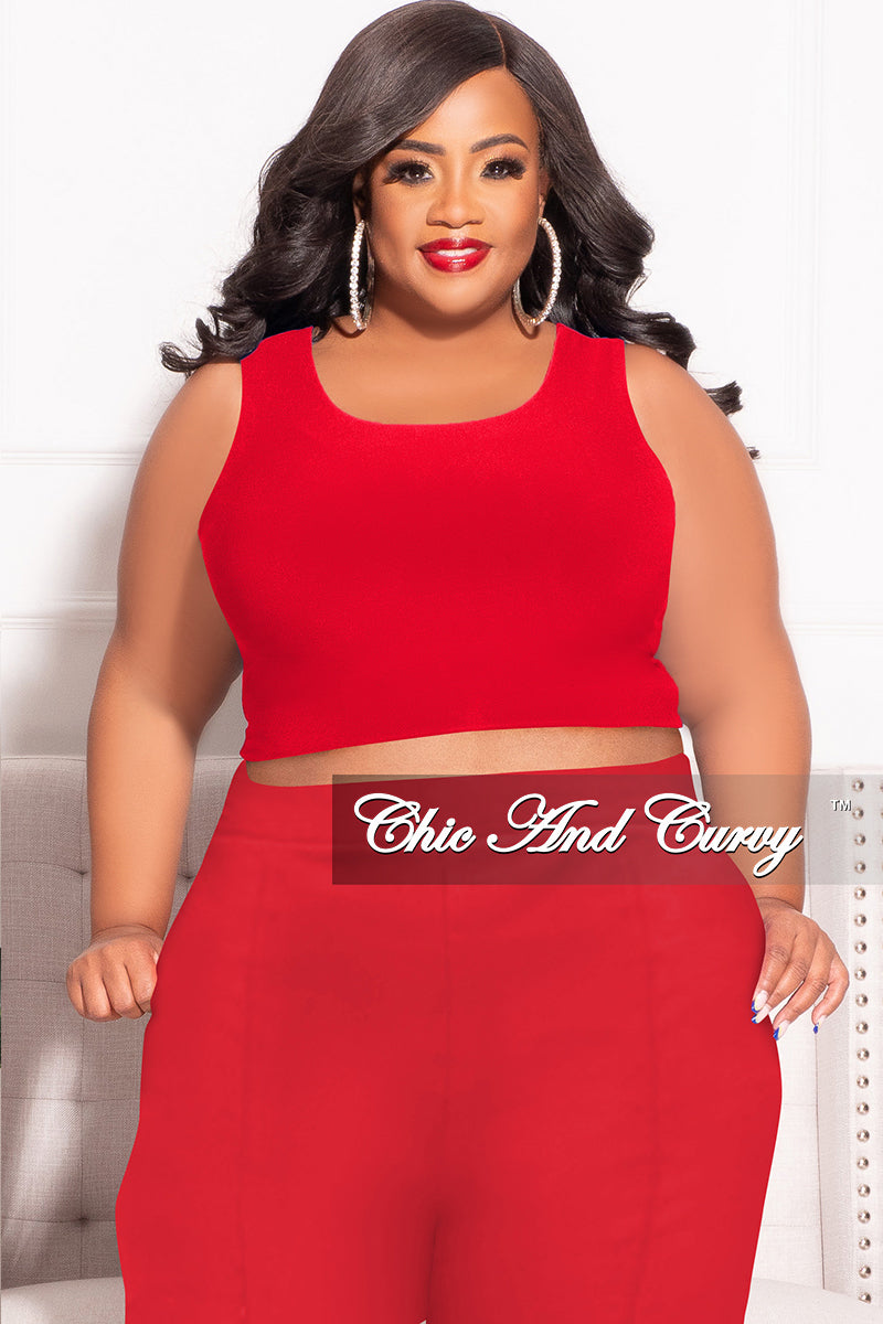Final Sale Plus Size Sleeveless Crop Top in Red (Top Only)