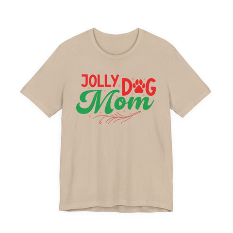 Jolly Dog Mom T-Shirt | Christmas Paw Print Holiday Mom Tee