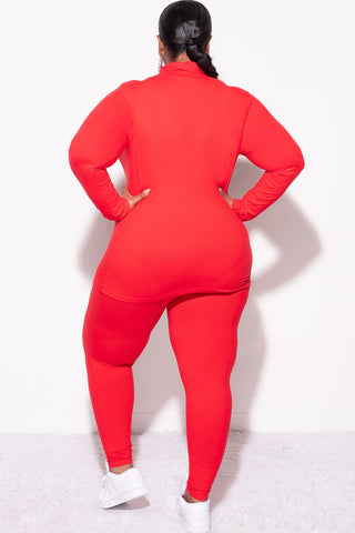 Final Sale Plus Size 2pc Set Turtleneck & Legging in Ruby