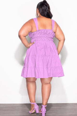 Final Sale Plus Size Sleeveless Baby Doll Dress in Purple Lavender