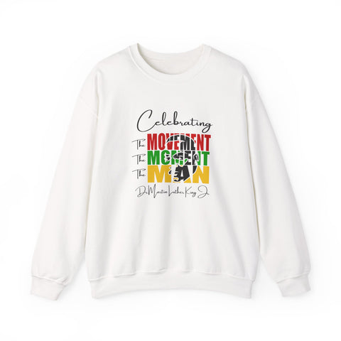 Celebrating The Movement Moment Men Crewneck Sweatshirt | Bold Letter Portrait Design
