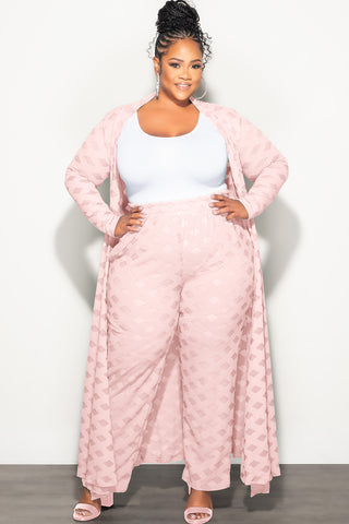 Final Sale Plus Size 2pc Long Duster and Pants Set in Mauve