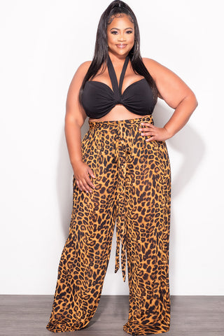 Final Sale Plus Size Mesh Pants in Animal Print