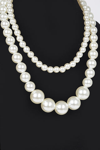 Final Sale Multi Size Faux Pearl Double Layered Necklace