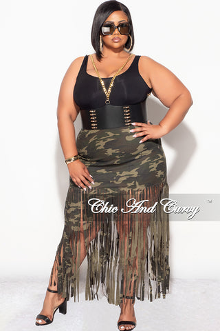 Final Sale Plus Size Fringe Skirt in Camouflage Print