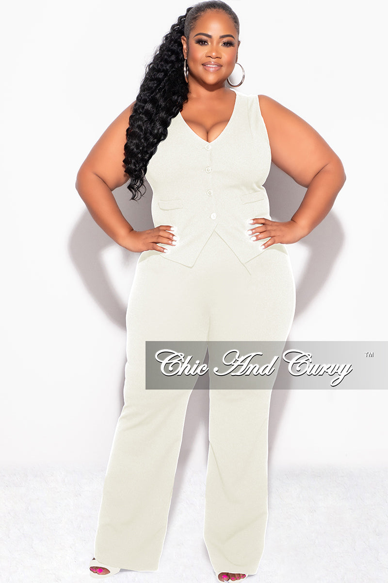 Final Sale Plus Size 2pc Sleeveless Blazer Vest and Pants Set in