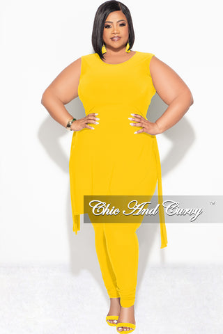 Final Sale Plus Size 2pc Sleeveless Top and Pants Set in Yellow