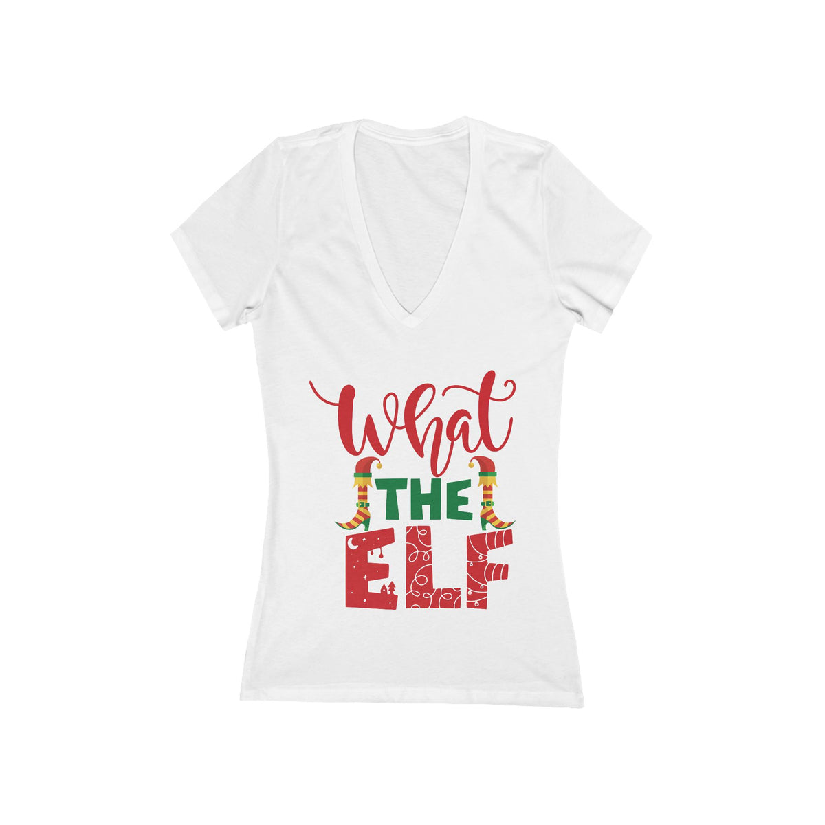 What the Elf V-Neck Tee | Christmas Elf Holiday Shirt