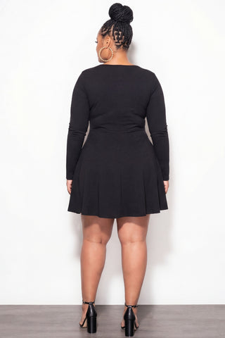 Final Sale Plus Size Ponte Mini Dress in Black