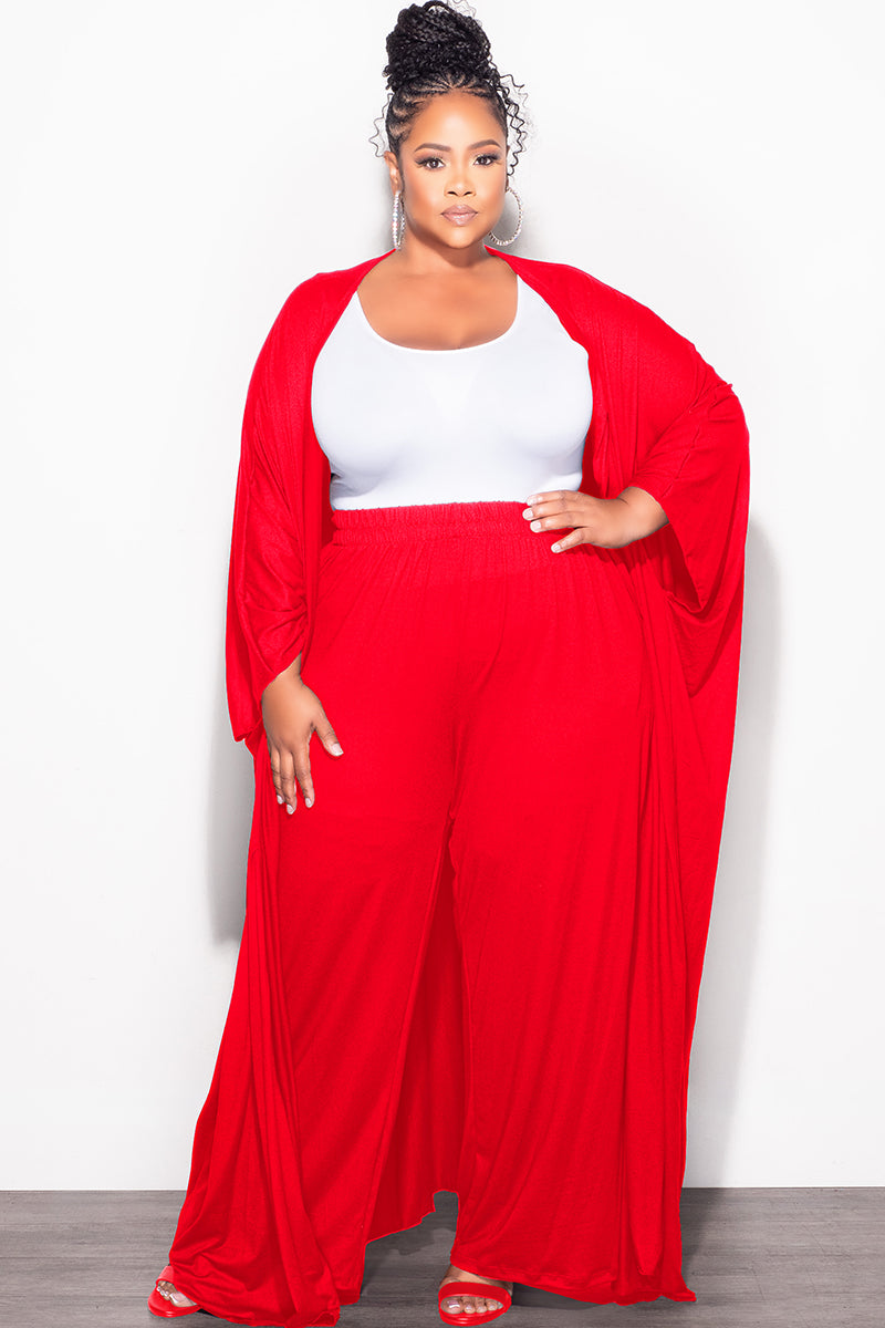 Final Sale Plus Size 2pc Kaftan and Pants Set in Red