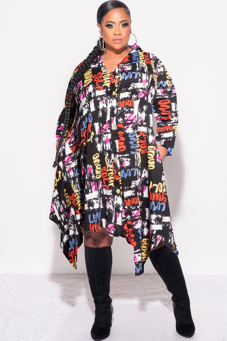 hi low shirt dress plus size Karymi Plus Size Striped Shirt Dress, Button-Down Collared 3/4 Sleeve Shift Dress, Casual Loose High-Low Hem Side Slit Shirt Dress Plus Size Dresses,