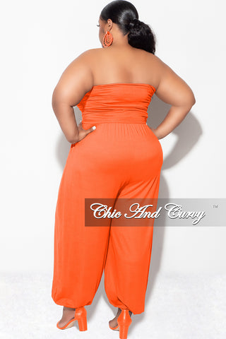 Final Sale Plus Size Strapless Jumpsuit in Orange