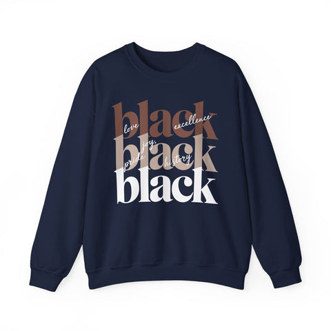 Black Is Beautiful Crewneck Sweatshirt | Bold Stacked Typography Design