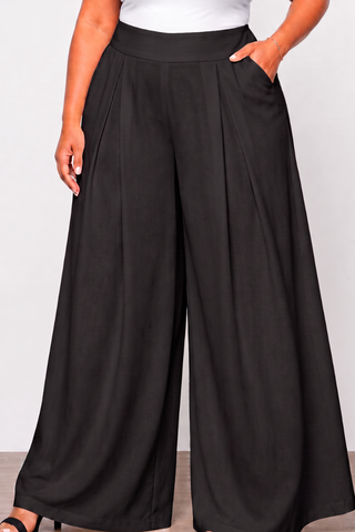 Final Sale Plus Size Wide Leg Pants in Black