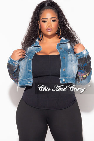 Final Sale Plus Size Denim Jacket with Hollywood Graphic Back