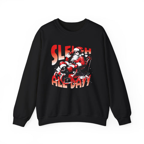 Sleigh All Day Crewneck Sweatshirt | Santa Sleigh Christmas Design