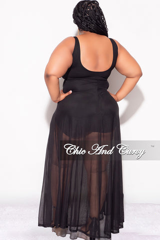 Final Sale Plus Size Mesh Skirt Cover Up in Black