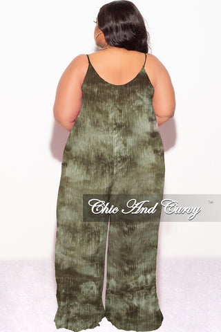 Final Sale Plus Size Jumpsuit with Soft Crepe Fabric in Olive