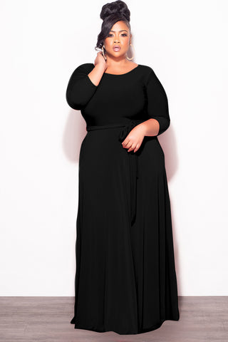 black tie dresses for plus size ladies Plus Size Ruffle Sleeve V-Neck Tie-Waist Chiffon Evening Dress