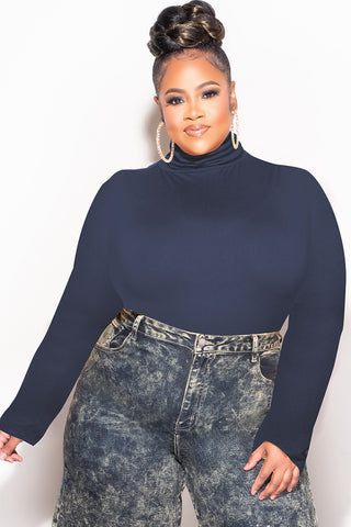 Final Sale Plus Size Turtleneck Top in Navy