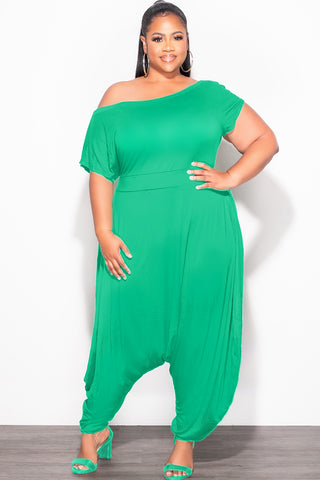 Final Sale Plus Size Harem Jumpsuit in Kelly Green