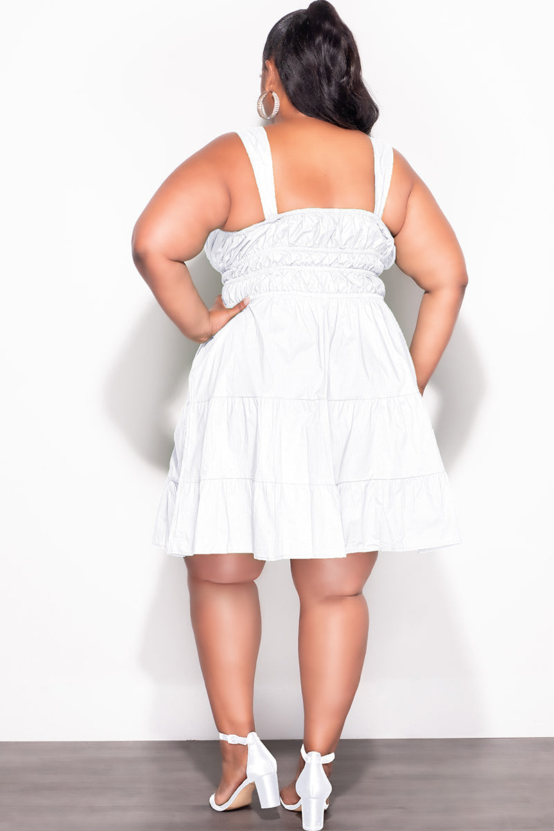 Final Sale Plus Size Sleeveless Baby Doll Dress in White Chic And Curvy Final Sale Plus Size Sleeveless Baby Doll Dress in White Chic And Curvy