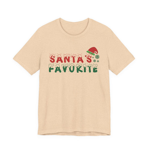 Santa's Favorite T-Shirt | Christmas Santa Hat Snowflake Holiday Tee