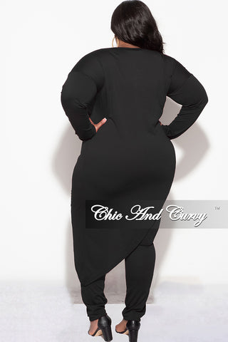 Final Sale Plus Size 2pc High-Low Top and Pants in Black