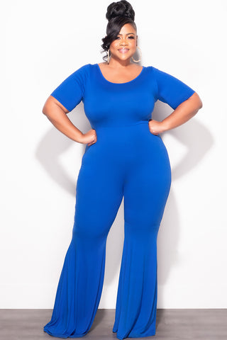 Final Plus Size Bell Bottom Jumpsuit in Royal Blue