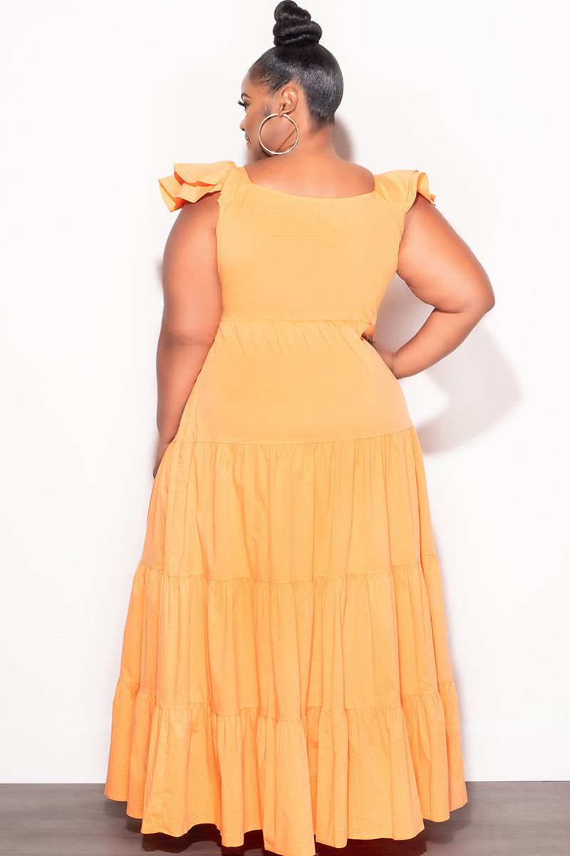 Final Sale Plus Size 3 Layered Maxi Dress in Apricot Chic And Curvy Final Sale Plus Size 3 Layered Maxi Dress in Apricot Chic And Curvy