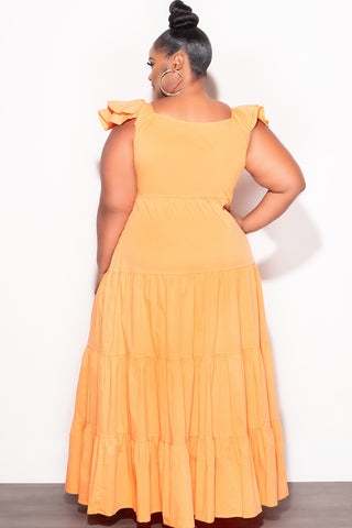 Final Sale Plus Size 3 Layered Maxi Dress in Apricot