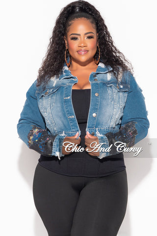 Final Sale Plus Size Denim Jacket with Hollywood Graphic Back