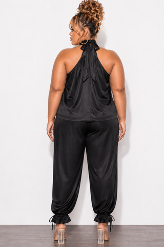 Final Plus Size 2pc Halter Pant Set in Black