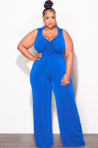 Final Sale Plus Size 2pc Set Crop Top and Pants in Royal Blue