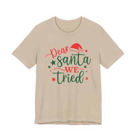 Dear Santa We Tried Christmas t-shirt | Holiday Santa Hat Typography Tee