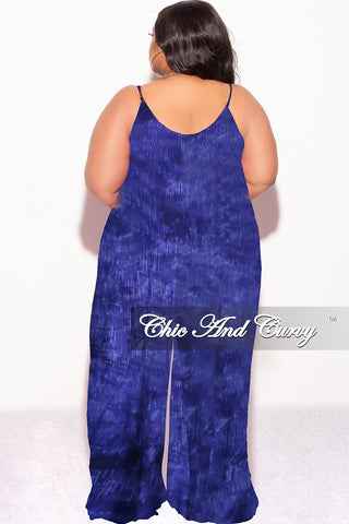 Final Sale Plus Size Jumpsuit with Soft Crepe Fabric in Blue