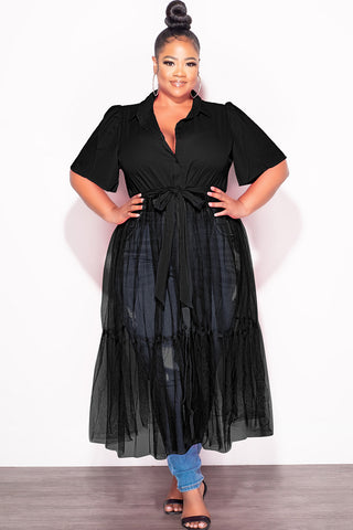 Final Sale Plus Size Top with Sheer Detail in Black