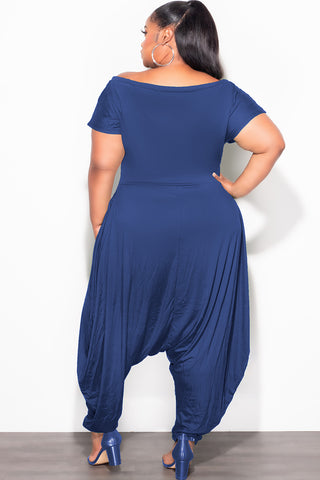 Final Sale Plus Size Harem Jumpsuit in Navy