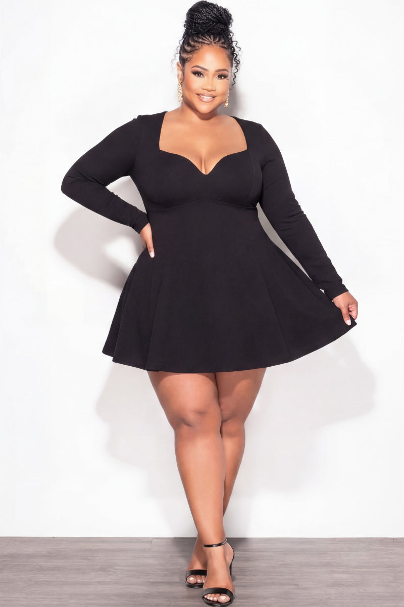 Final Sale Plus Size Ponte Mini Dress in Black