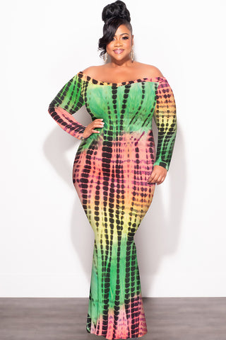 Final Sale Plus Size Bodycon Maxi Dress in Green Tie Dye Print – Chic And Curvy