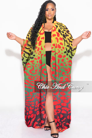 Final Sale Plus Size Caftan in Multi Color Spotted Print - Black Version