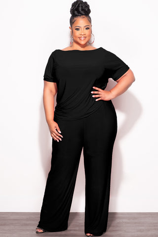 Final Sale Plus Size 2pc Top and Pants Set in Black