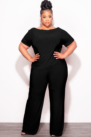 Final Sale Plus Size 2pc Top and Pants Set in Black