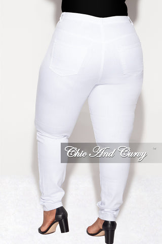 Final Sale Plus Size Denim Jeans with Ripped Front in White