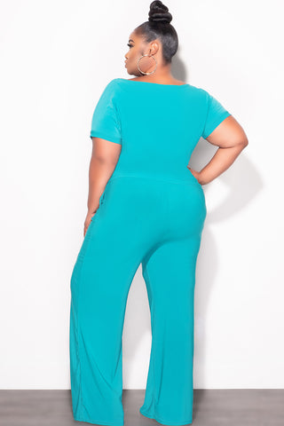 Final Sale Plus Size 2pc Top and Pants Set in Dark Teal